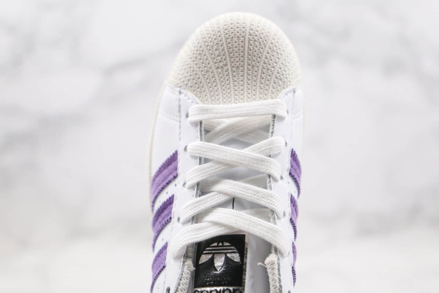 阿迪达斯Adidas Superstar纯原版本三叶草贝壳头板鞋香芋紫色正确硅蓝软中底 货号:FV3373