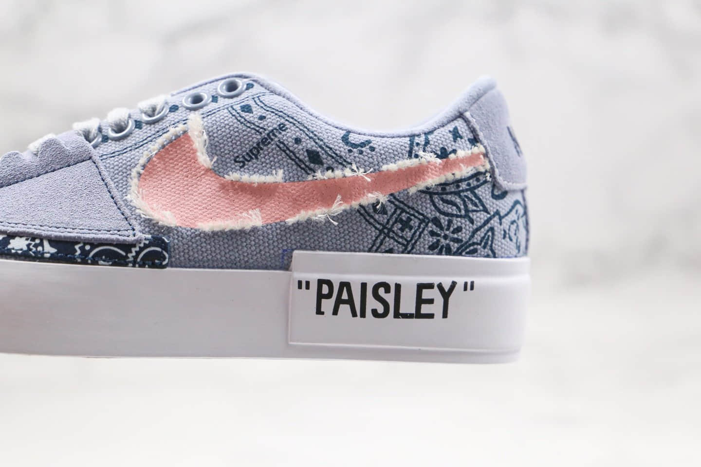 耐克Nike SB Blazer Edge纯原版本低帮开拓者拆线涂鸦灰粉色原鞋开模一比一打造 货号:CI3833-302