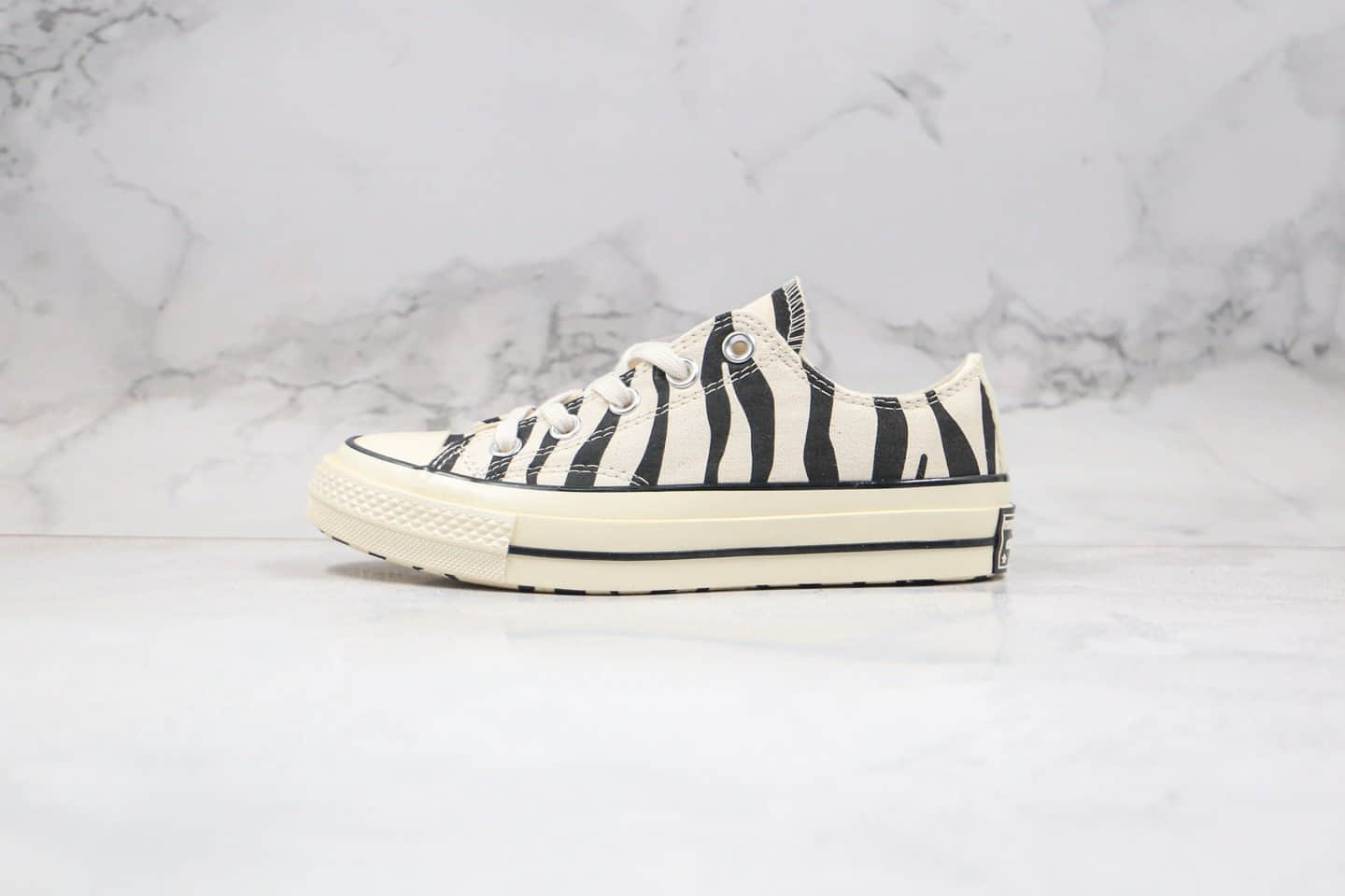 匡威Converse Archive Print Chuck 1970s公司级版本低帮板鞋斑马纹白黑正确蓝底 货号:167811C