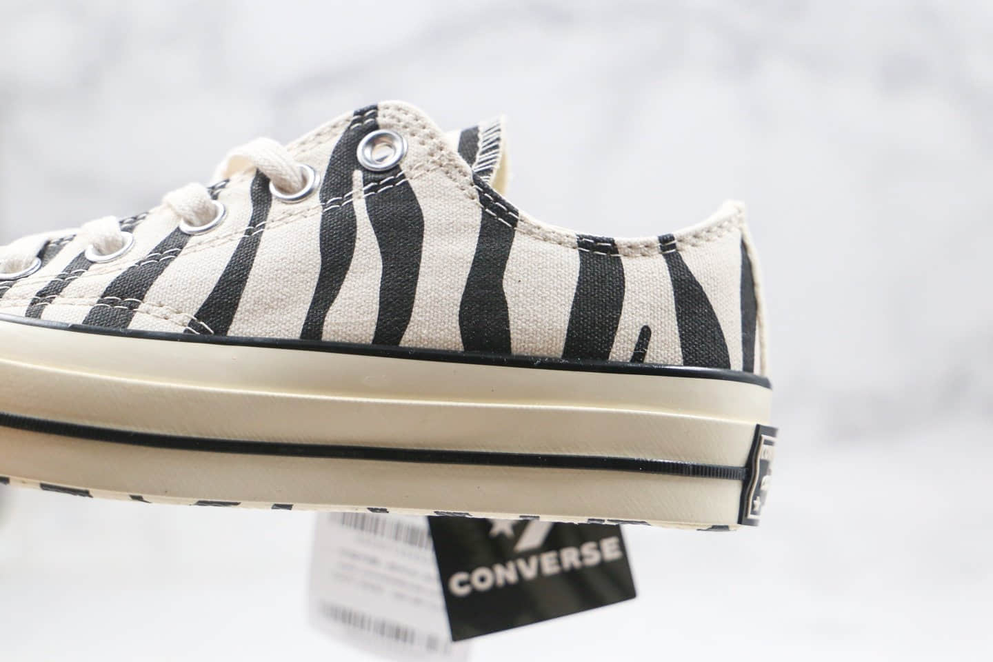匡威Converse Archive Print Chuck 1970s公司级版本低帮板鞋斑马纹白黑正确蓝底 货号:167811C
