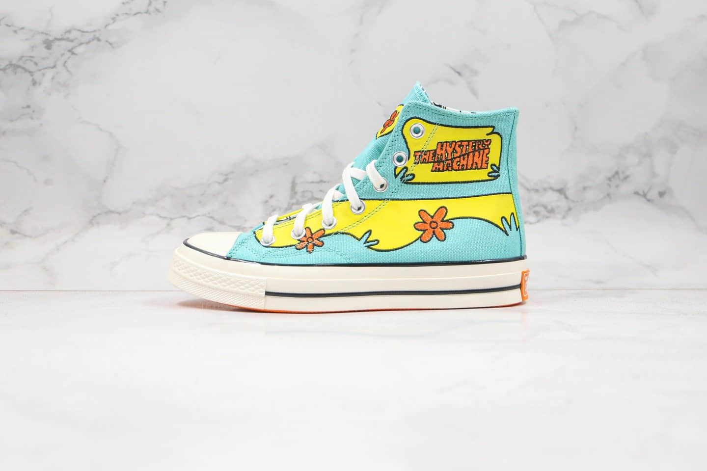 匡威Converse x Scooby-Doo Chuck 1970s公司级版本史酷比联名高帮帆布鞋蓝黄色原盒原吊牌 货号:169072C
