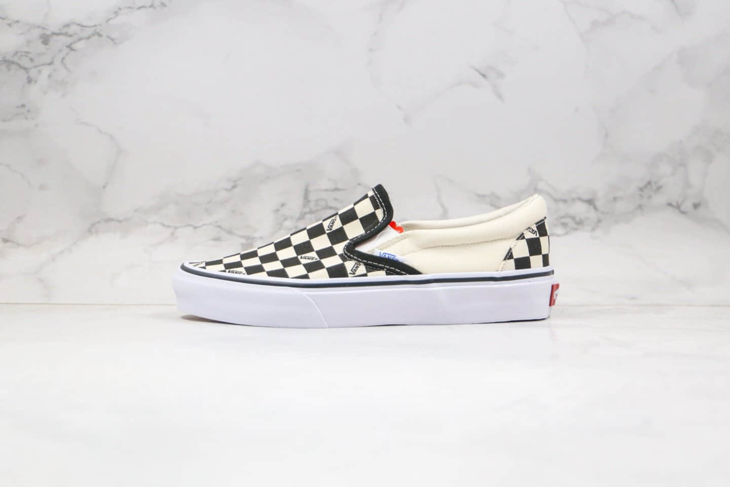 万斯VANS slipon Pro公司级版本低帮硫化板鞋字母logo黑白棋盘格一脚蹬内置钢印原盒原标 货号:VN00097M9X1