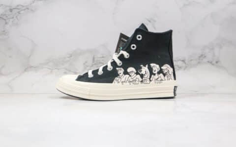 匡威Converse x Scooby-Doo公司级版本史酷比联名款高帮黑白色人物涂鸦帆布鞋原档案数据开发 货号:169072C