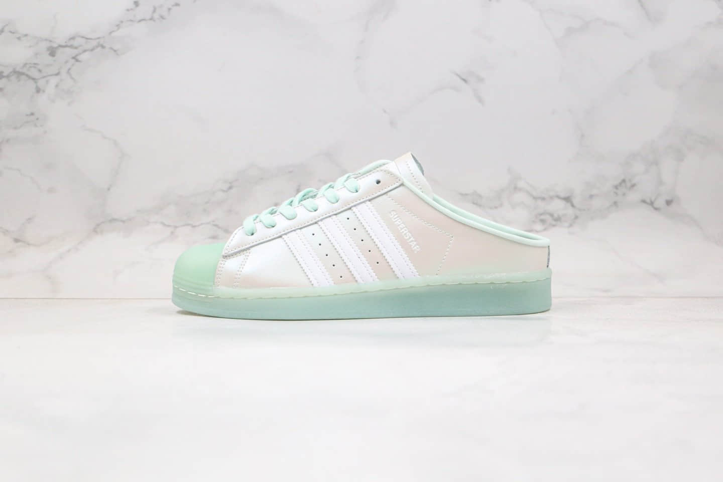 阿迪达斯adidas AD Originals SUPERSTAR W公司级版本贝壳头半拖糖果绿原数据开发原材打造 货号:FX2755