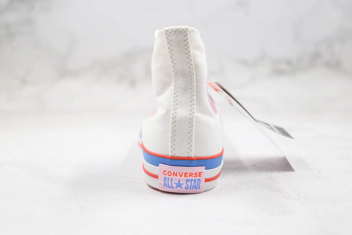 匡威Converse x Mille Bobby Brown公司级版本联名款高帮爱心情人节彩虹奶糖白橙蓝色双围条硫化蓝底 货号:567299C