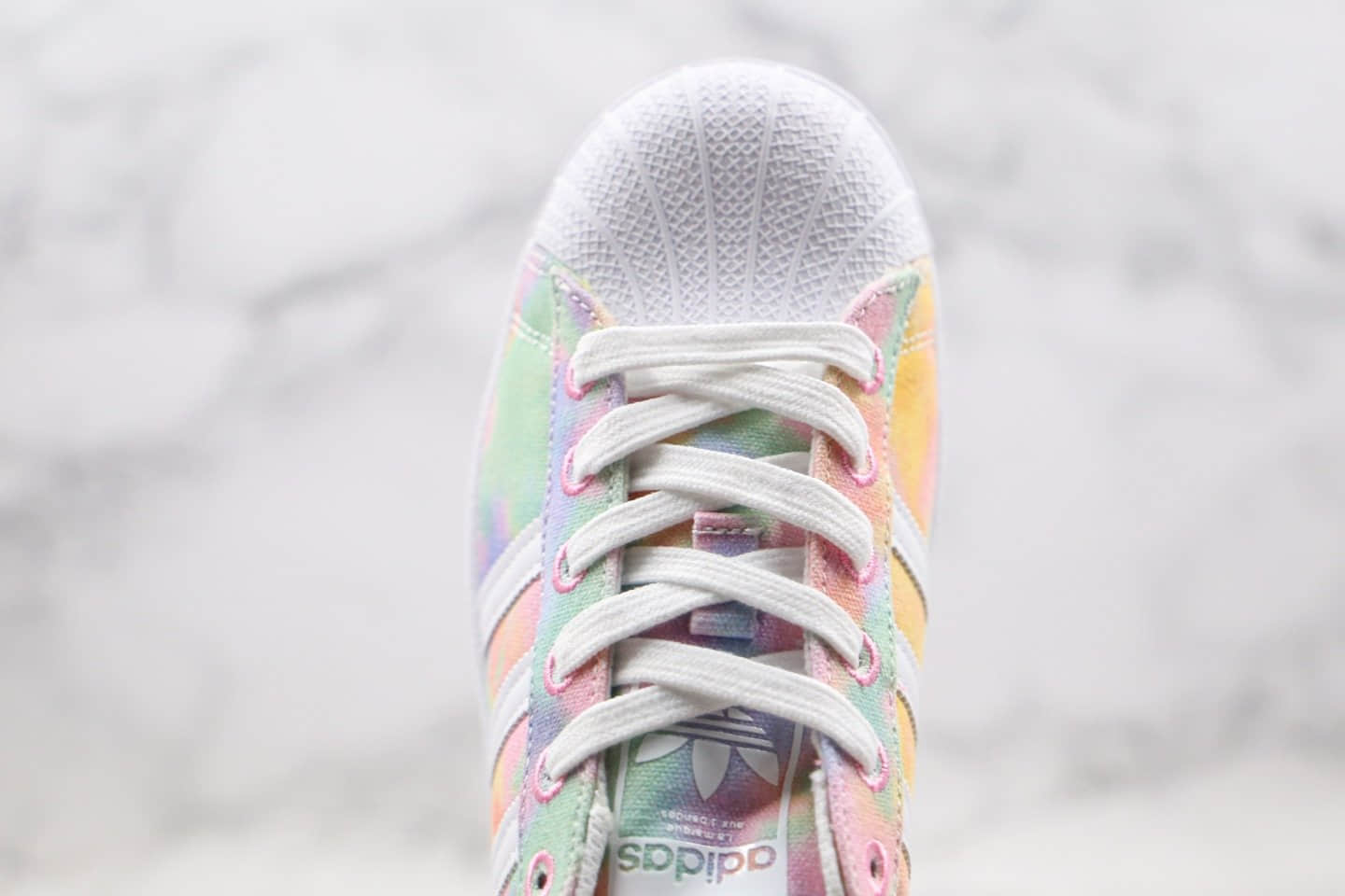 阿迪达斯Adidas Superstar Originals Superstar纯原版本三叶草贝壳头彩虹帆布扎染渐变粉色原盒原标正确鞋面卡色 货号:FY1268