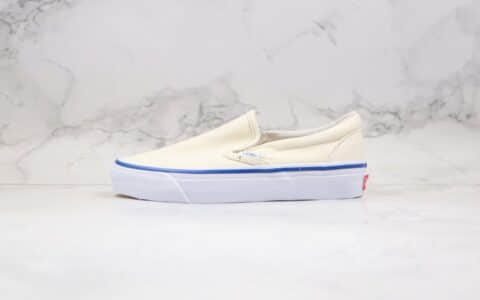 万斯Vans OG Slip-OnLX纯原版本低帮米白色蓝线条一脚蹬原厂硫化大底内置钢印 货号:LC137