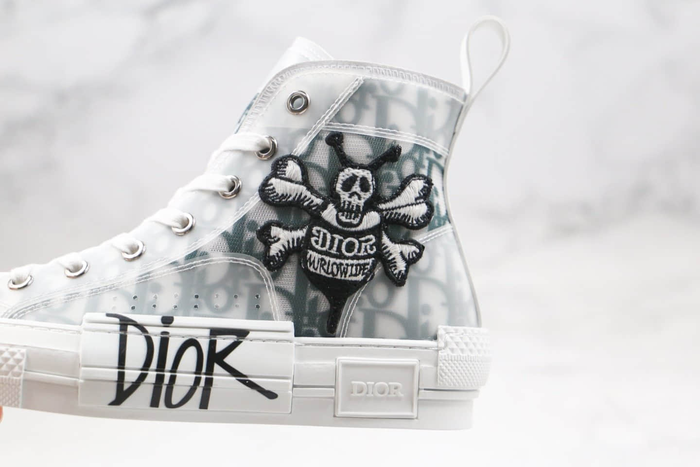 迪奥DIOR Daniel Arsham纯原版本高帮小蜜蜂骷髅涂鸦黑白色板鞋原档案数据开发原盒原标