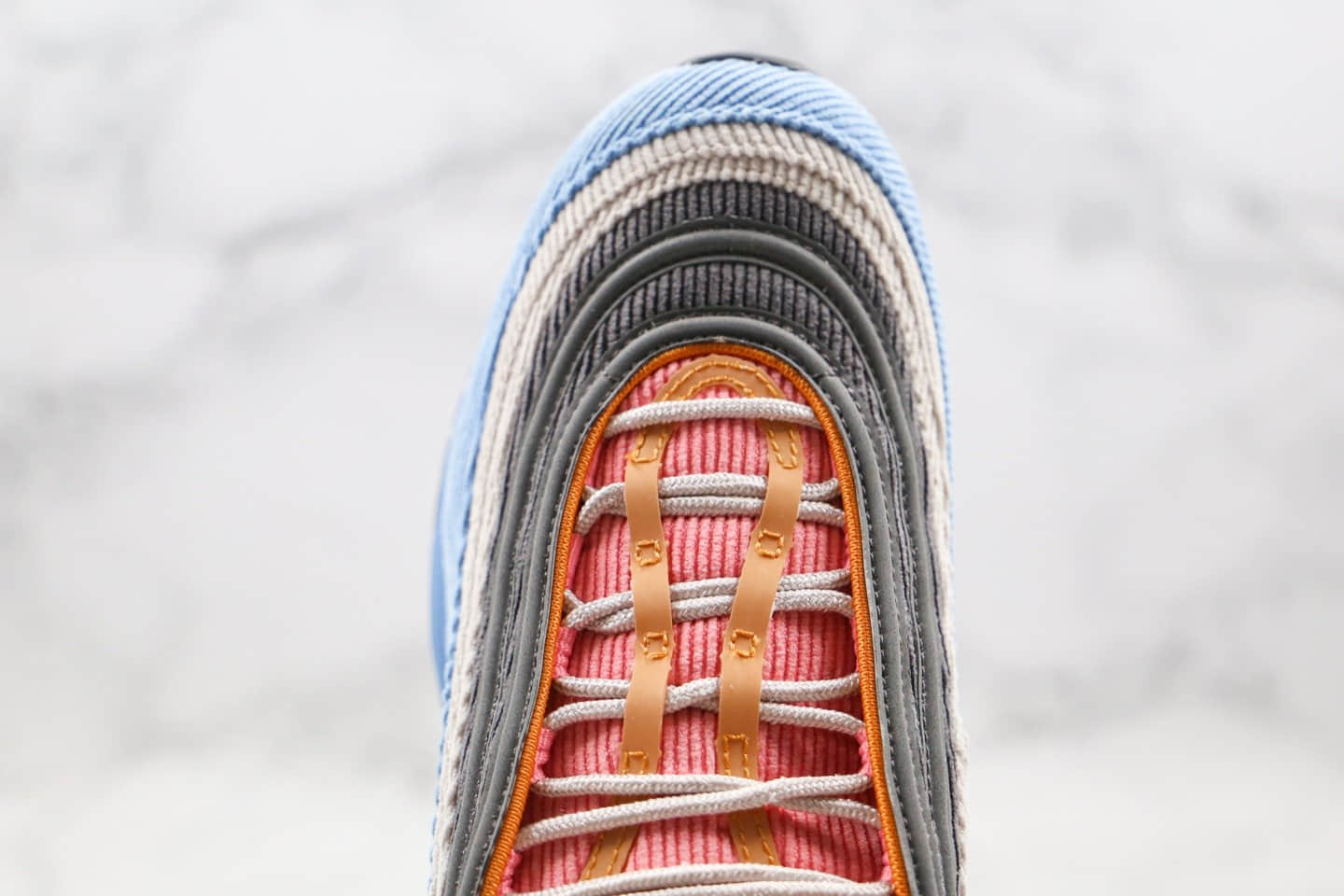 耐克Nike Air Max 97纯原版本灯芯绒子弹头气垫鞋蓝色内置真小潘全掌气垫原档案数据开发 货号:CQ7512-462