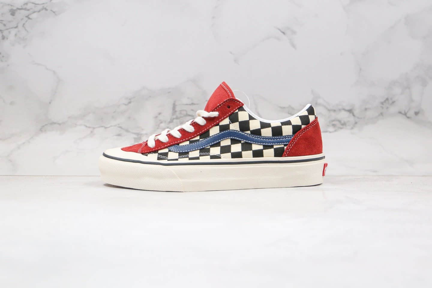 万斯Style 36 Cecon SF公司级版本半月包头棋盘格子橘蓝条 货号:VN0A3DZ3VTZ