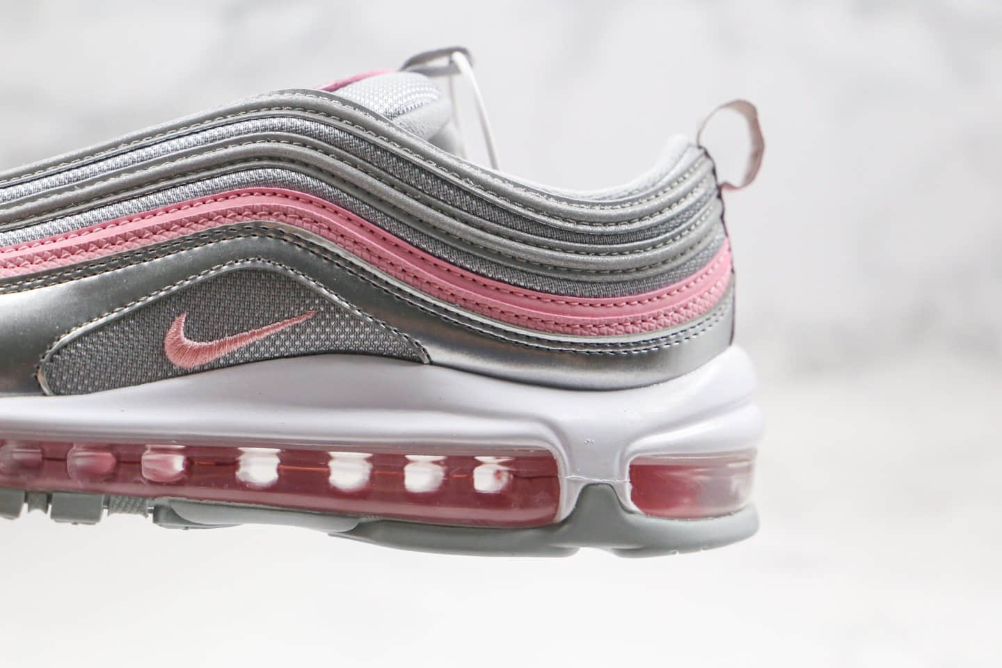 耐克Nike Air Max 97纯原版本全掌气垫跑鞋银粉色内置气垫原盒原标 货号:921522-021