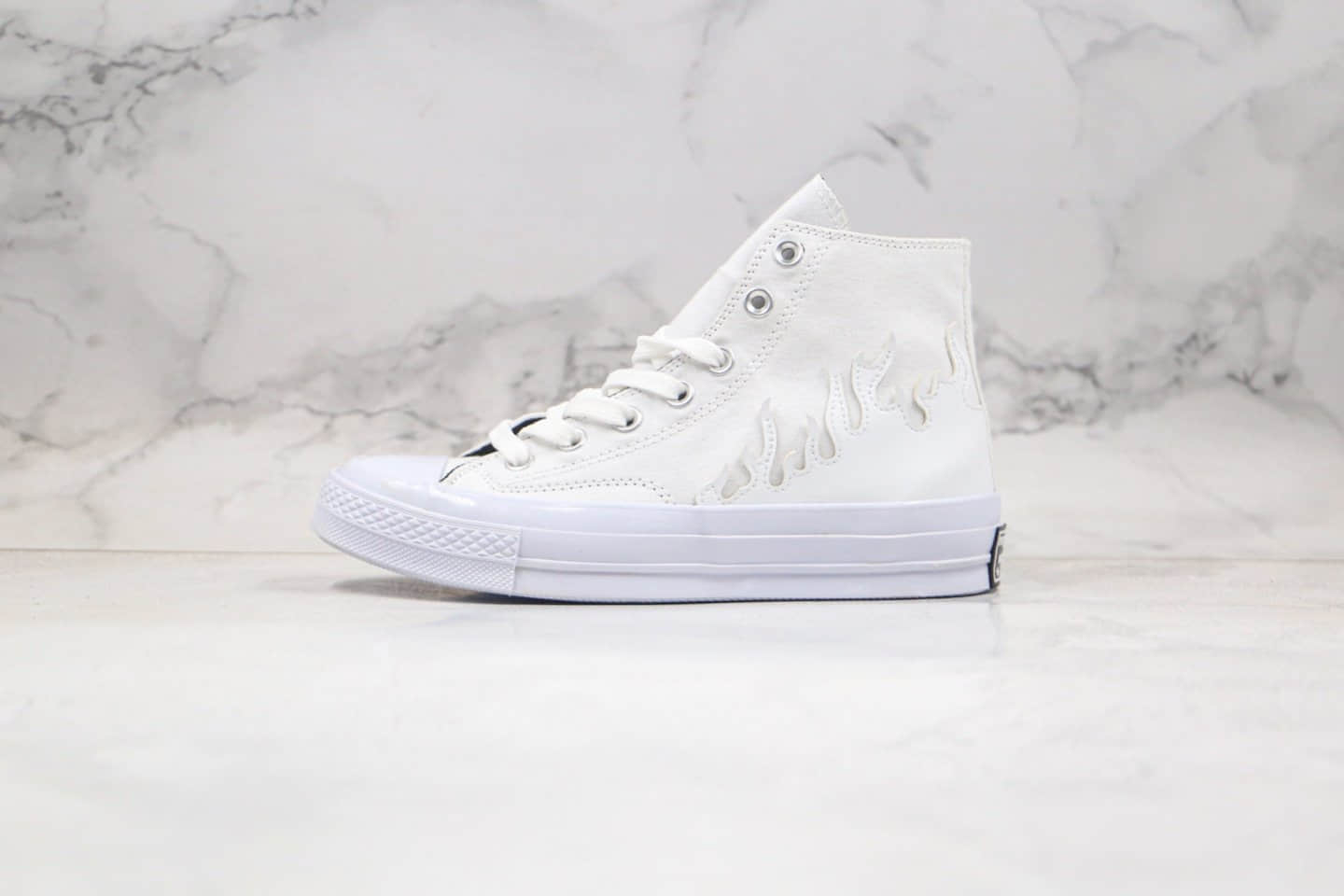 匡威CONVERSE Chuck 70公司级版本白敬亭同款高帮白色火焰帆布鞋原厂硫化大底 货号:168970C