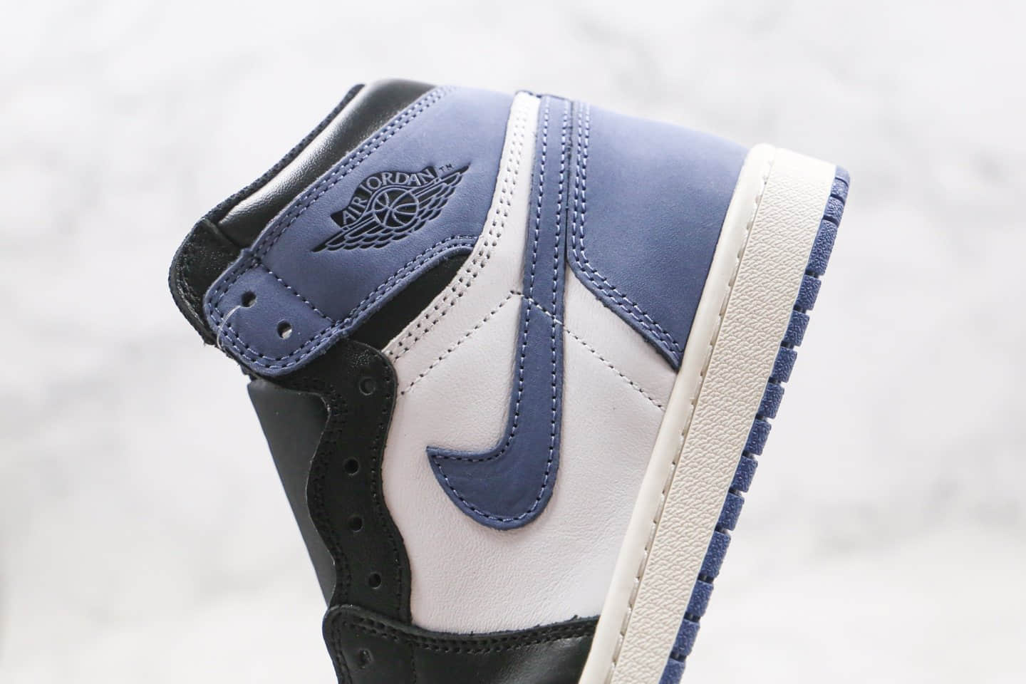 乔丹Air Jordan 1 High OG White Court Purple纯原版本高帮AJ1黑蓝色贪玩蓝月正确后跟定型原楦头纸板打造 货号:555088-115