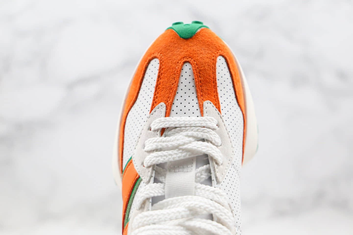 新百伦New Balance 327纯原版本皮面橙白绿色NB327复古慢跑鞋原盒原标 货号：WS327CBB