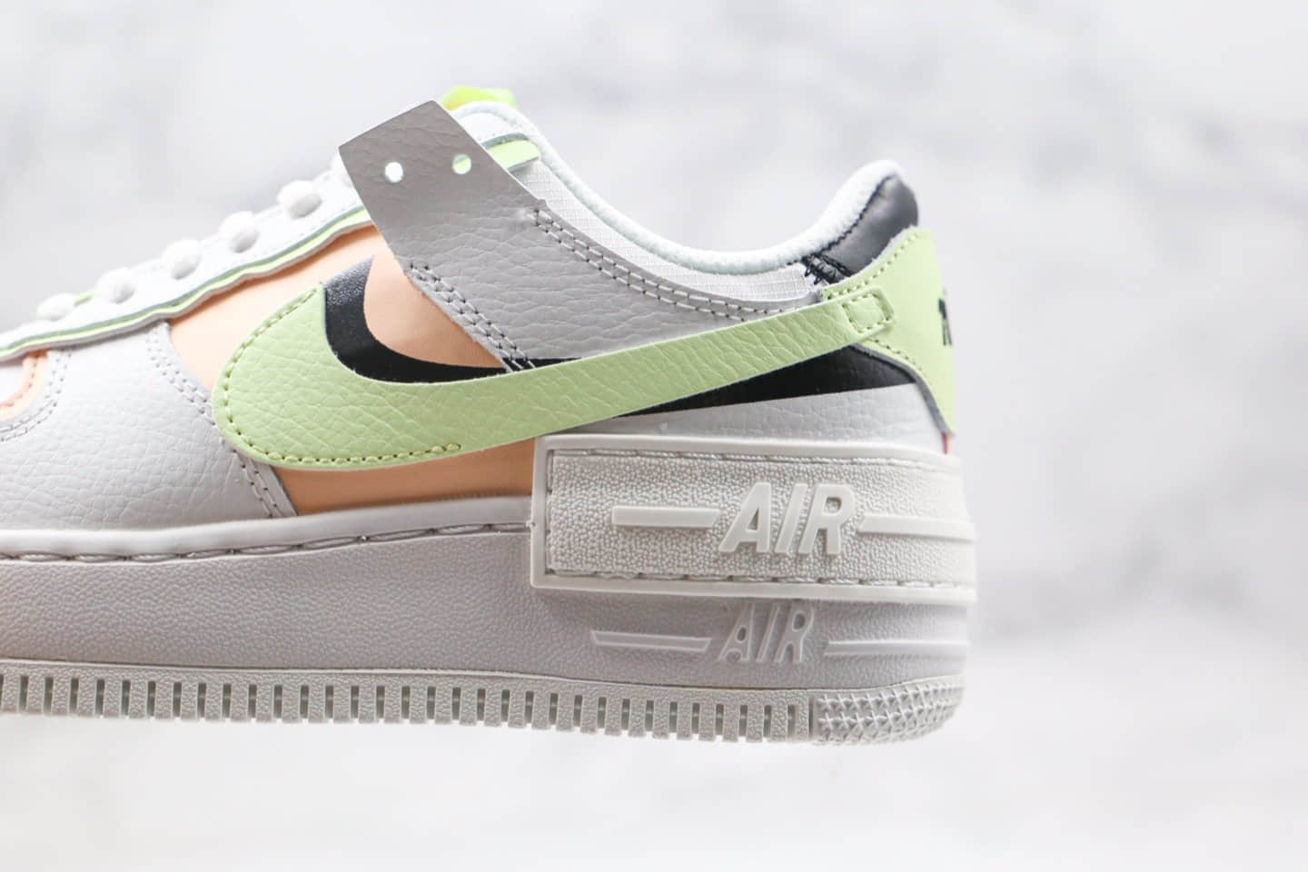 耐克Nike WMNS Air Force 1 Shadow纯原版本马卡龙解构系列低帮空军一号粉绿色原盒原标 货号：CI0919-107