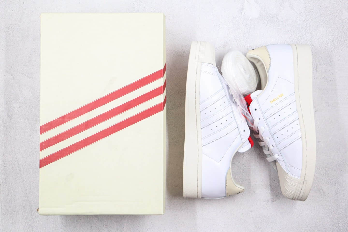阿迪达斯Adidas Superstar Shelltoe纯原版本三叶草贝壳头424白红色杨幂同款原盒配件原档案数据开发 货号:FW7624