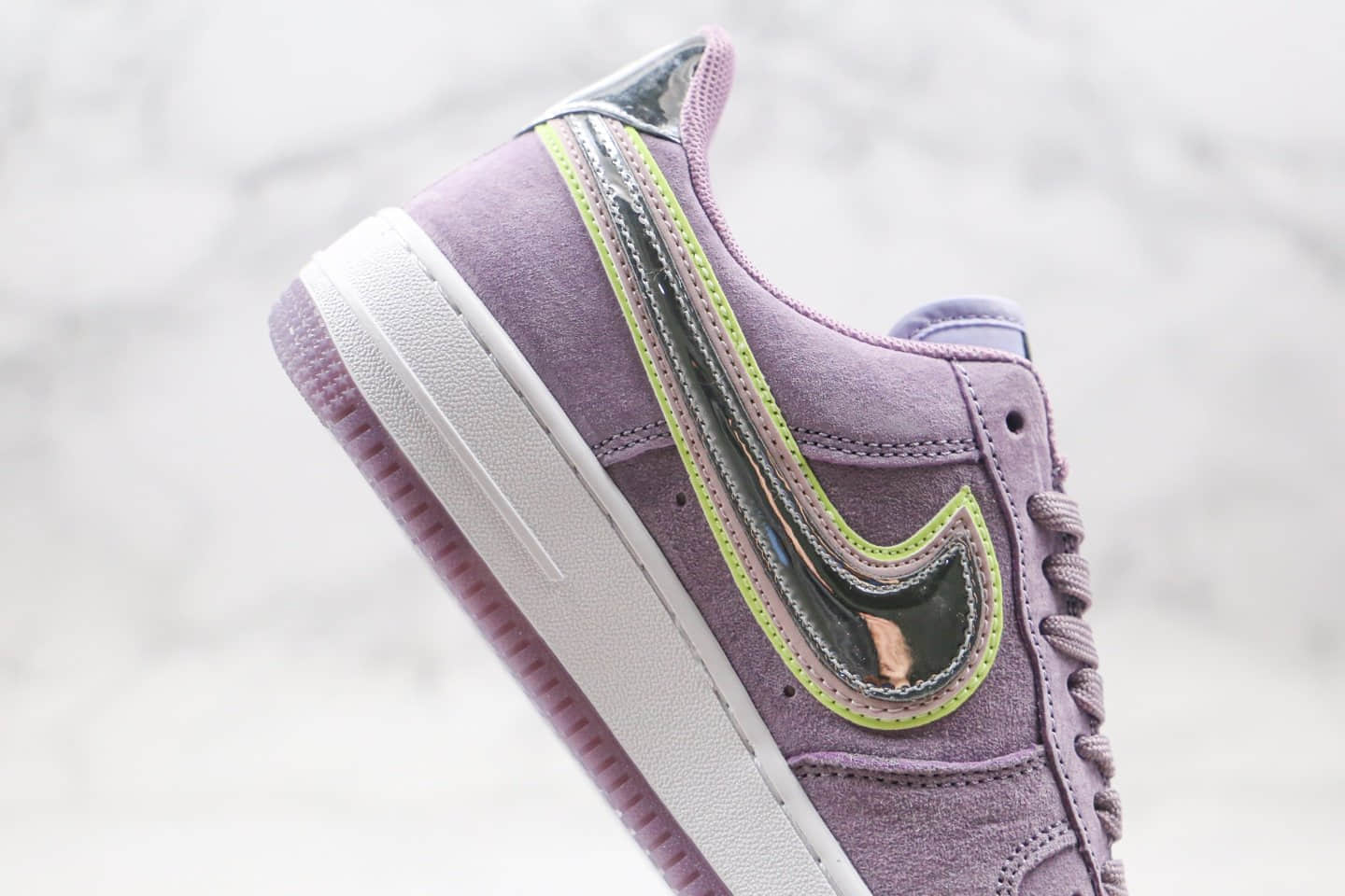 耐克Nike Air Force 1 Low P(Her)spective纯原版本低帮空军一号水晶底长绒麂皮香芋紫色银边勾内置气垫原档案数据开发 货号:CW6013-500