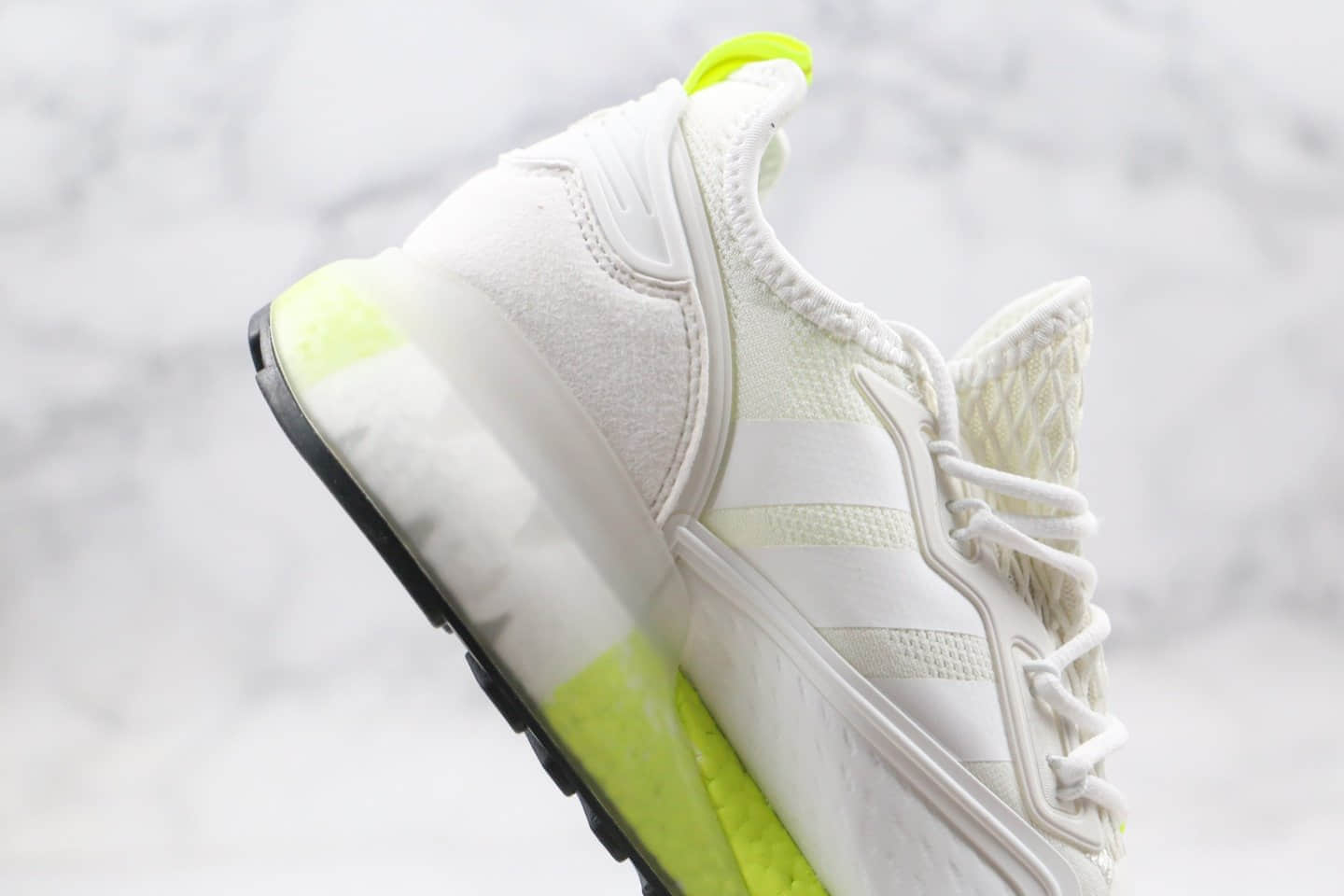 阿迪达斯Adidas Originals ZX 2K Boost纯原版本易烊千玺同款爆米花跑鞋白绿色真爆大底 货号:FW0480