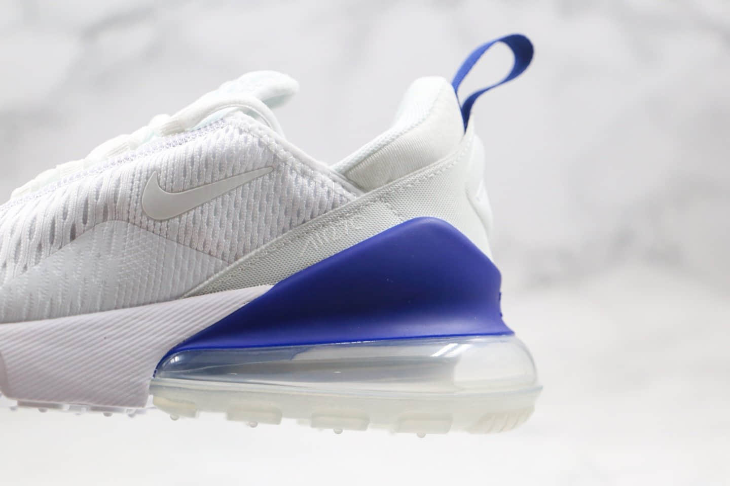 耐克Nike Air Max 270公司级版本半掌气垫跑鞋白蓝色原厂小潘气垫 货号：CI2671-105