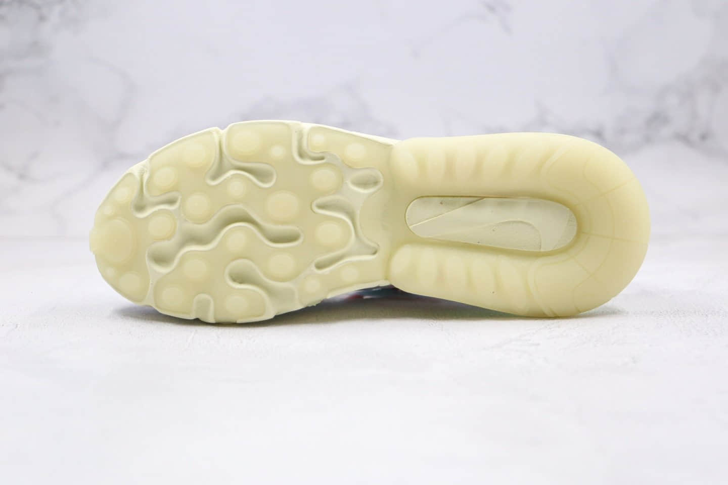 耐克Travis Scott x NiKe Air Max 270 React公司级版本气垫跑鞋倒钩淡奶油白蓝橙色原档案数据开发 货号:CT2864-100