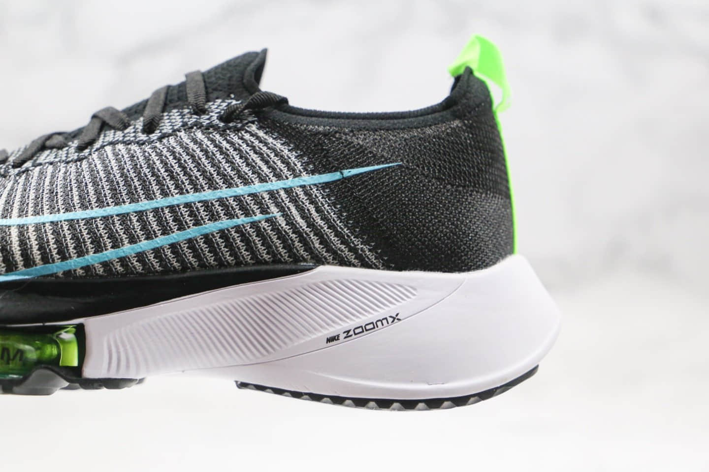 耐克Nike Air Zoom Alphafly NEXT%「破纪录」纯原版本马拉松慢跑鞋黑蓝色内置真碳板气垫支持高强度长跑 货号:CZ1514-002