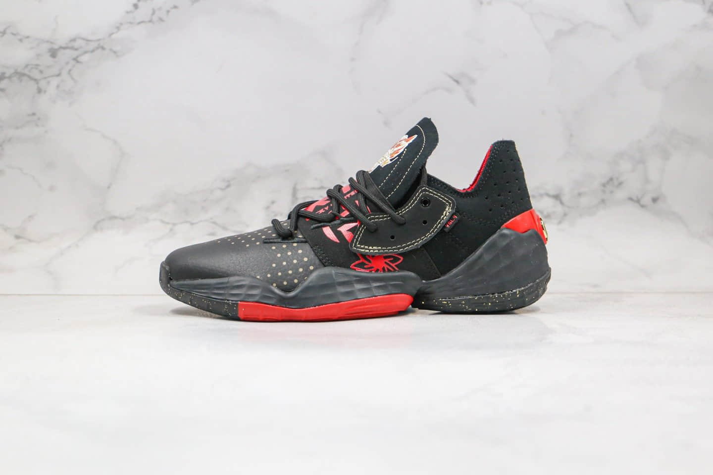 阿迪达斯Adidas Harden Vol.4 Gca纯原版本哈登4代黑红色篮球鞋支持实战 货号：EF9940