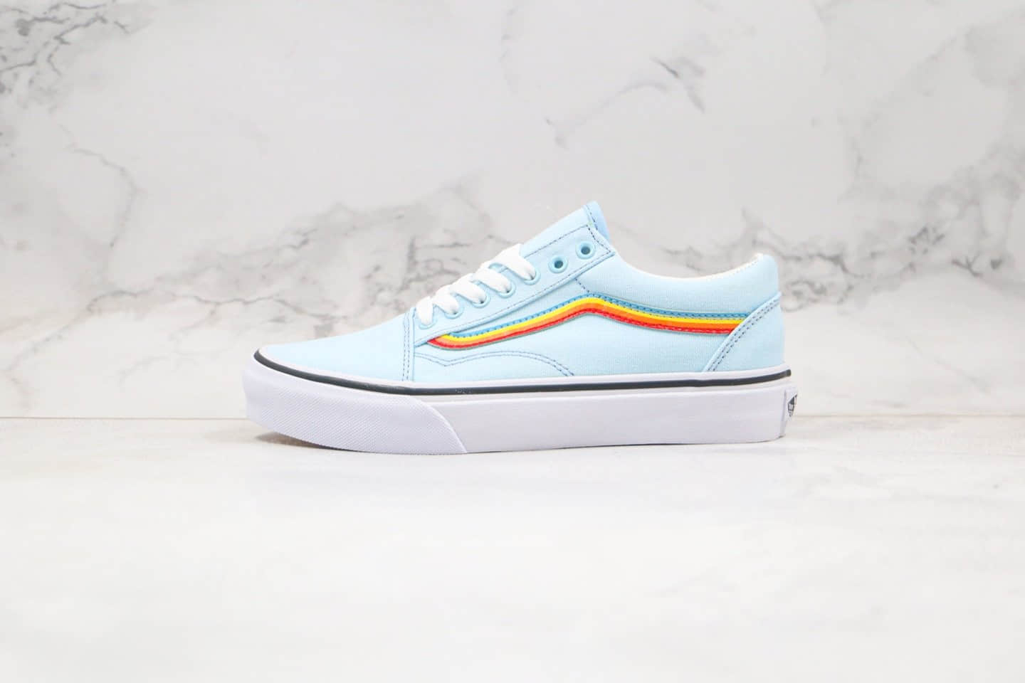 万斯Vans Old Skool公司级版本低帮薄荷彩虹浅蓝色硫化板鞋原盒原标原档案数据开发 货号:VNOA4U3BU4K