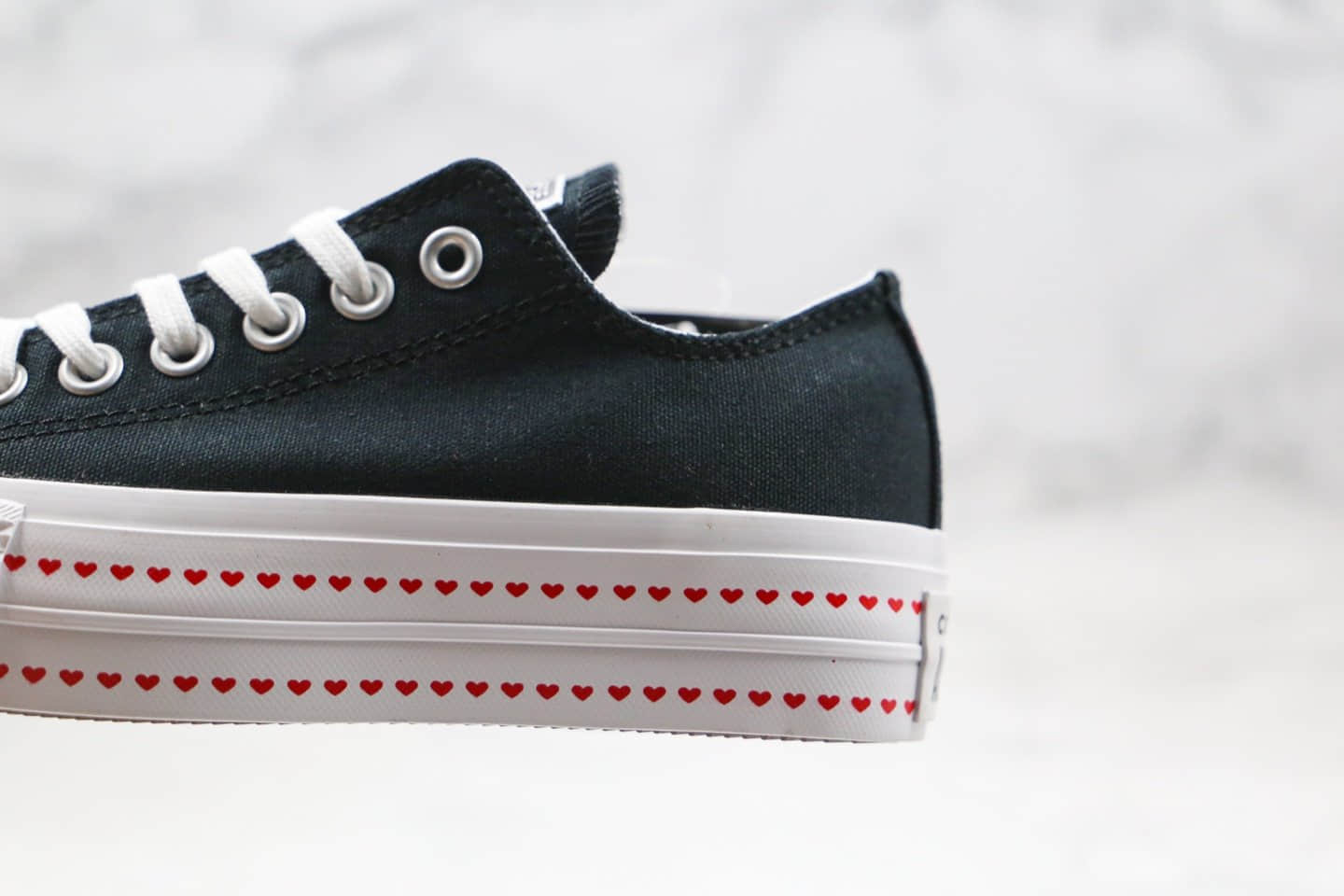 匡威Converse All Star Lift OX公司级版本2020情人节爱心款厚底增高帆布鞋黑白配色原楦开发正确蓝底 货号:567158C