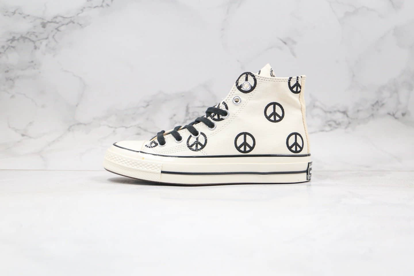 Converse Chuck Taylor All Star 1970s High“Unleash Peach”公司级版本反战和平之路印花系列米白黑标正确硫化双围条 货号:167912C