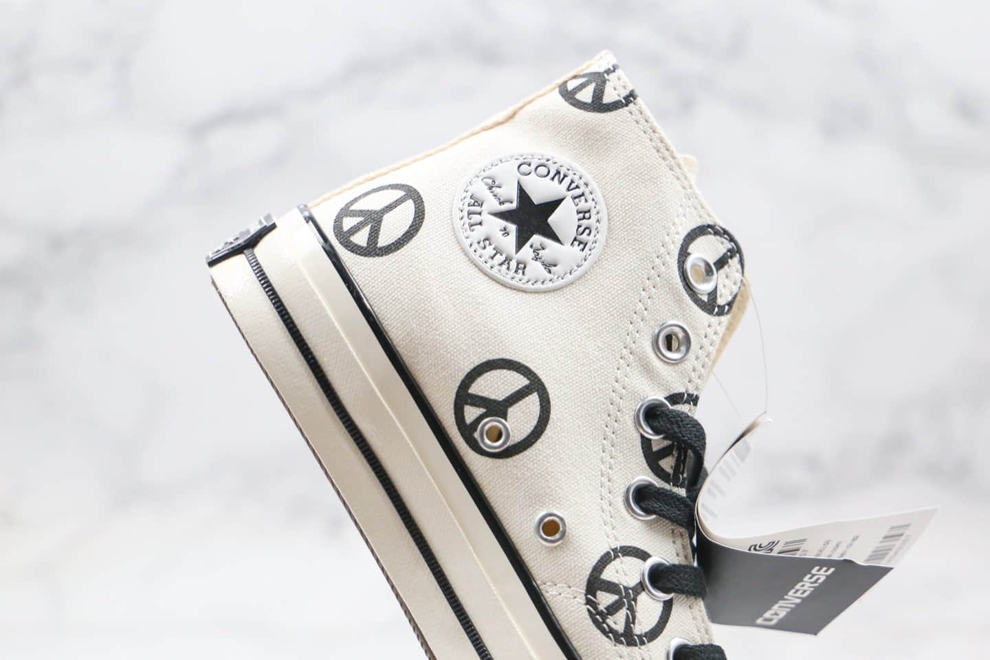 Converse Chuck Taylor All Star 1970s High“Unleash Peach”公司级版本反战和平之路印花系列米白黑标正确硫化双围条 货号:167912C