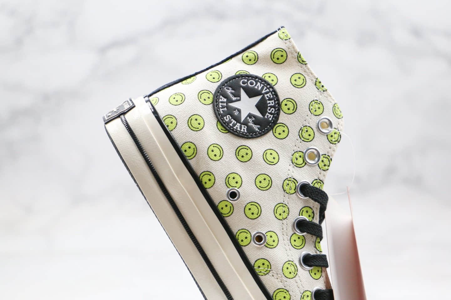 匡威Converse Chuck 70 Happy Camper公司级版本高帮帆布鞋黄绿笑脸印花原厂硫化蓝底 货号:167637C