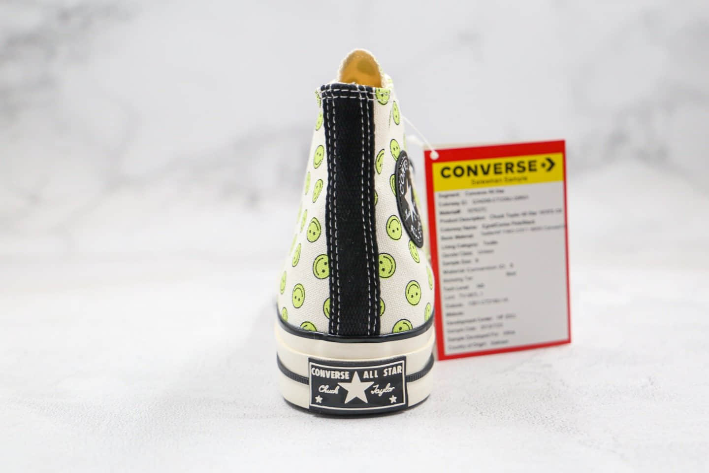 匡威Converse Chuck 70 Happy Camper公司级版本高帮帆布鞋黄绿笑脸印花原厂硫化蓝底 货号:167637C