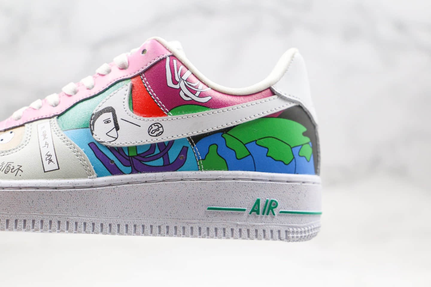 耐克Ruohan Wang x Nike Air Force 1 Low(2020)纯原版本插画师联名款自然循环彩绘涂鸦配色低帮空军一号内置气垫原盒原标 货号:CZ3990-900