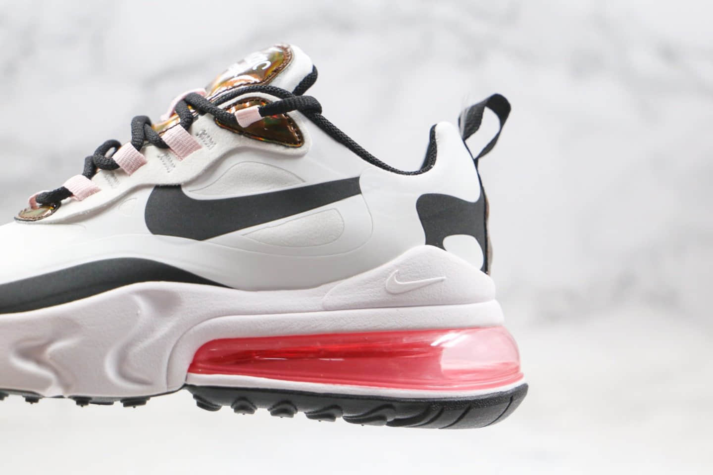 耐克Nike React Air Max 270纯原版本半掌气垫Max270白黑金粉色内置真小潘气垫原盒原标 货号:CU4752-100