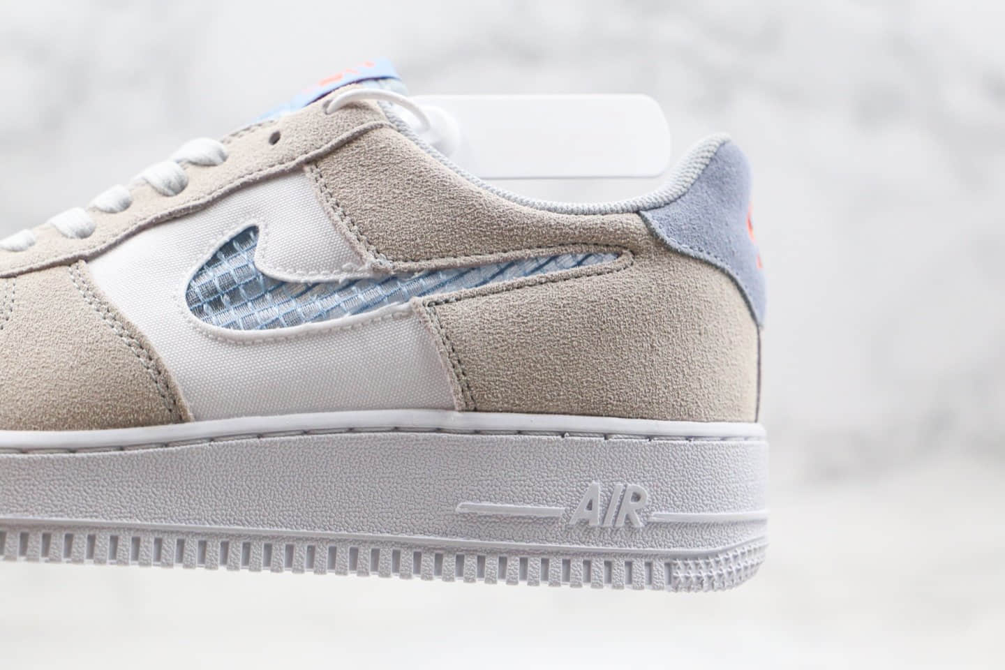 耐克Nike Air Force 1 07 LV8 Indigo Fog纯原版本低帮空军一号编织格子勾米白蓝色靛蓝色雾内置气垫 货号:CK4383-001