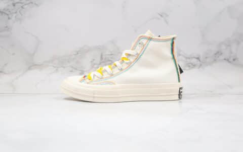 匡威Converse chuck 1970s公司级版本高帮彩虹线条奶白色硫化帆布鞋原盒原标原鞋开模一比一打造 货号:169047C