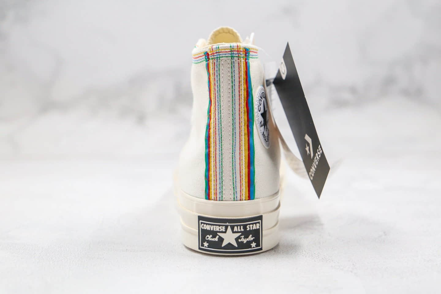匡威Converse chuck 1970s公司级版本高帮彩虹线条奶白色硫化帆布鞋原盒原标原鞋开模一比一打造 货号:169047C