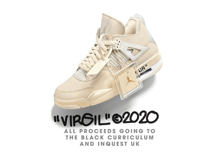 支持公益!Virgil Abloh 拍卖未市售 OW x AJ 4 “Sail”!还能拥有个人签名!