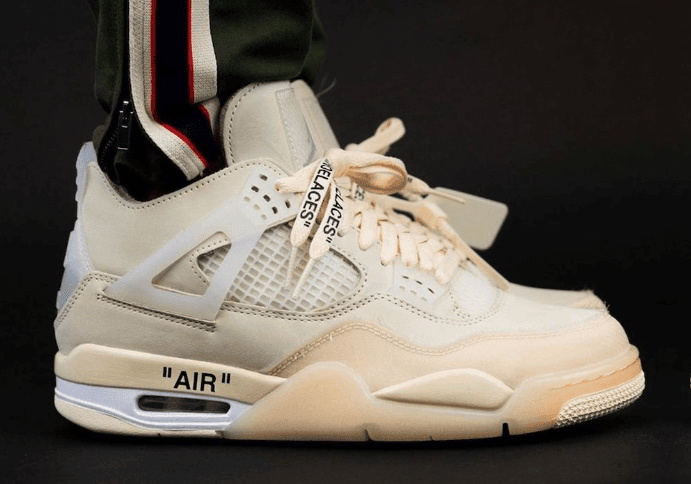 拍卖价 20 万美元的 OW x AJ4上脚美照释出!下月发售! 货号:CV9388-100