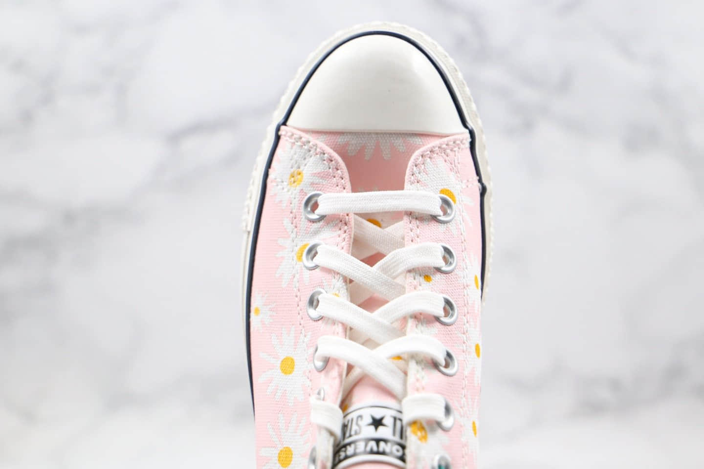 匡威Converse公司级版本低帮厚底小雏菊粉色小菊花增高帆布鞋原厂硫化大底 货号:568934C