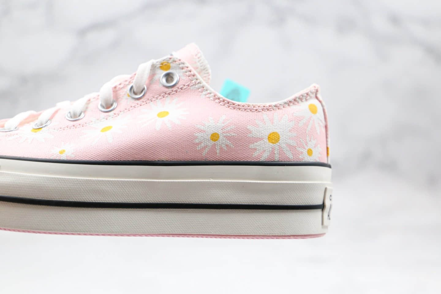 匡威Converse公司级版本低帮厚底小雏菊粉色小菊花增高帆布鞋原厂硫化大底 货号:568934C