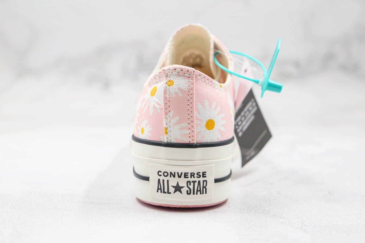 匡威Converse公司级版本低帮厚底小雏菊粉色小菊花增高帆布鞋原厂硫化大底 货号:568934C