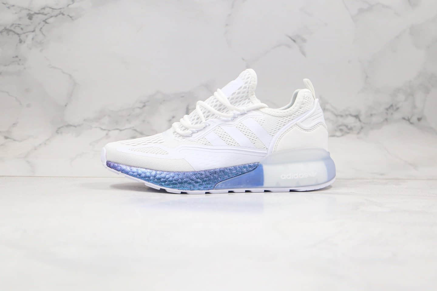 阿迪达斯Adidas Originals ZX 2K Boost纯原版本易烊千玺同款ZX 2K爆米花运动跑鞋白紫色原盒原标 货号:FV2928
