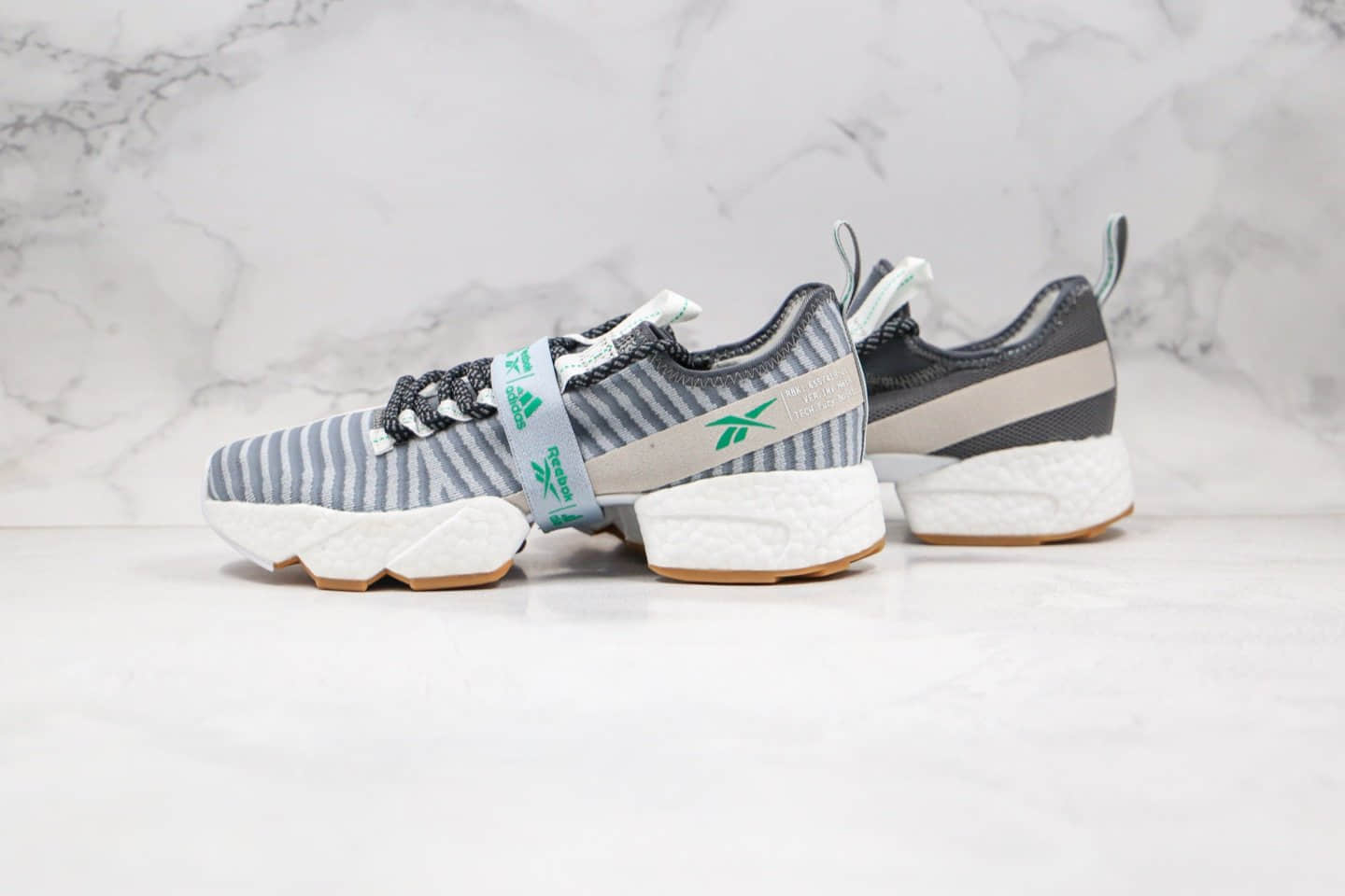 阿迪达斯Adidas Instapump Fury Boost Prototype x Reebok纯原版本锐步联名款爆米花跑鞋陈伟霆同款灰蓝色 货号:FW0166