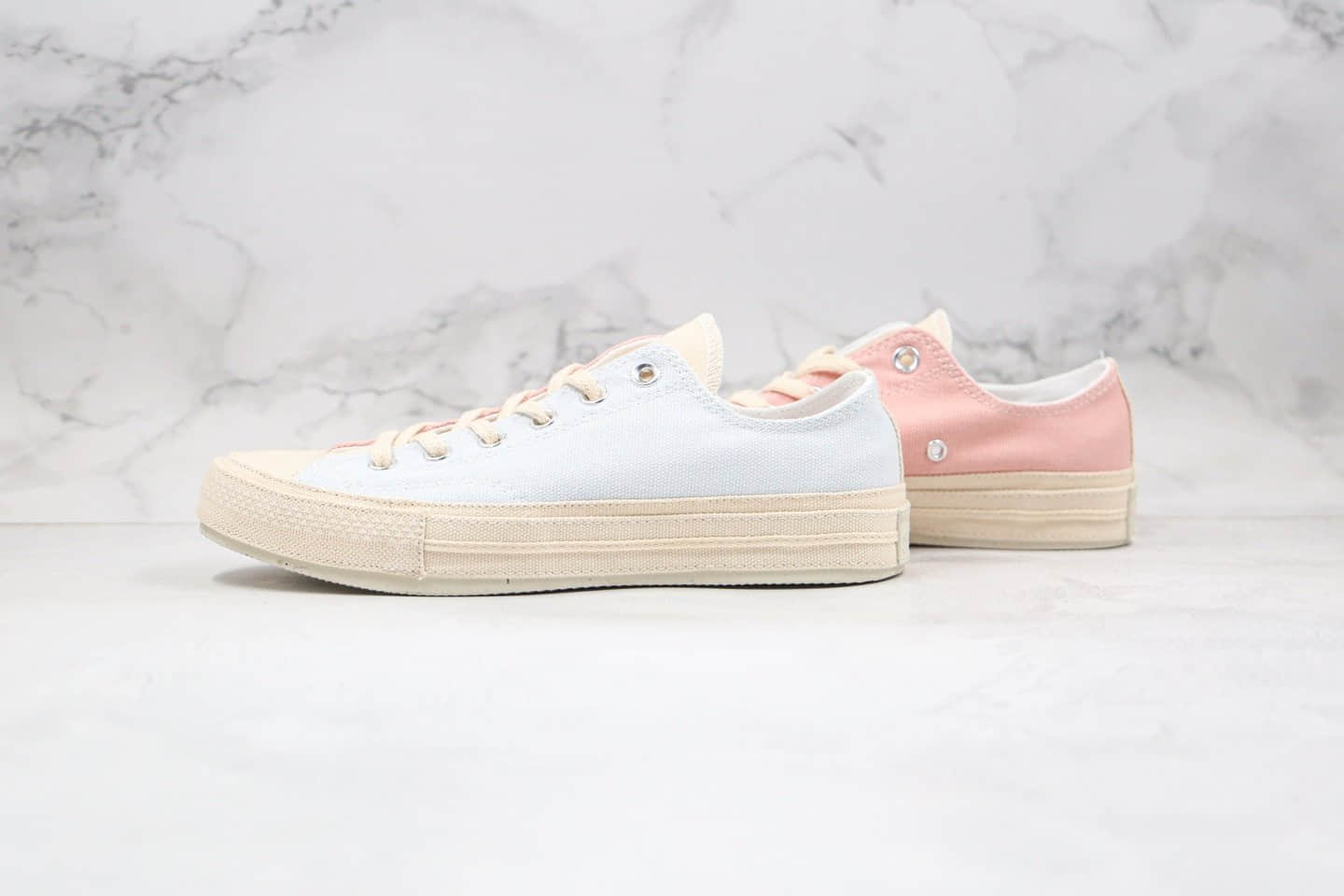 匡威Converse Tri-Panel Renew公司级版本张艺兴同款环保系列低帮麻布粉蓝色帆布鞋原厂硫化大底 货号:167772C