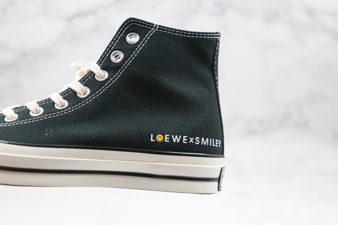 匡威Loewe x Smiley x Converse 1970S公司级版本罗意威笑脸联名高帮帆布鞋黑色蓝底双围条