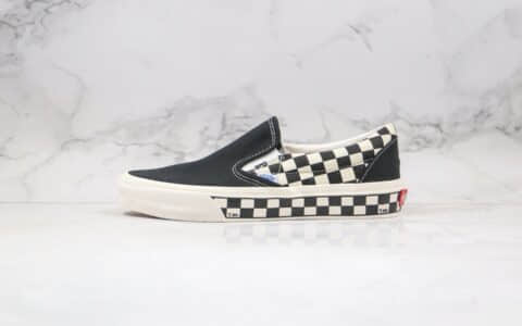 万斯Vans TM Slip On公司级版本低帮一脚蹬TM黑白色棋盘格子原盒原标 货号:T.M.-C10V