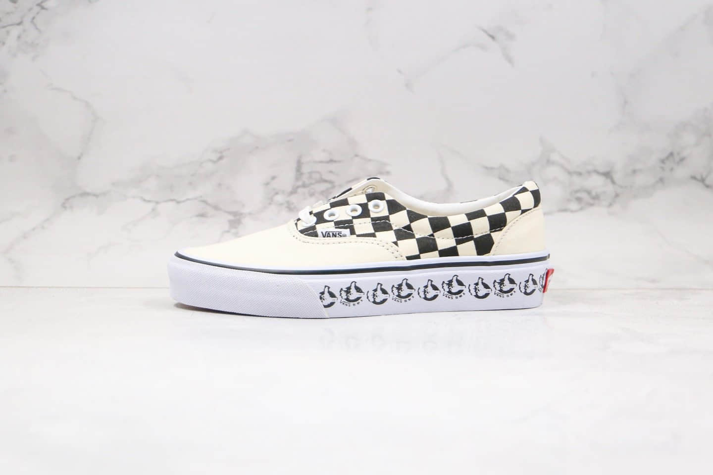 万斯Vans Era 95 x BMX联名款公司级版本低帮ERA棋盘格子大拇指印花帆布鞋米白色原盒原标 货号:VN0A4BV4V3H