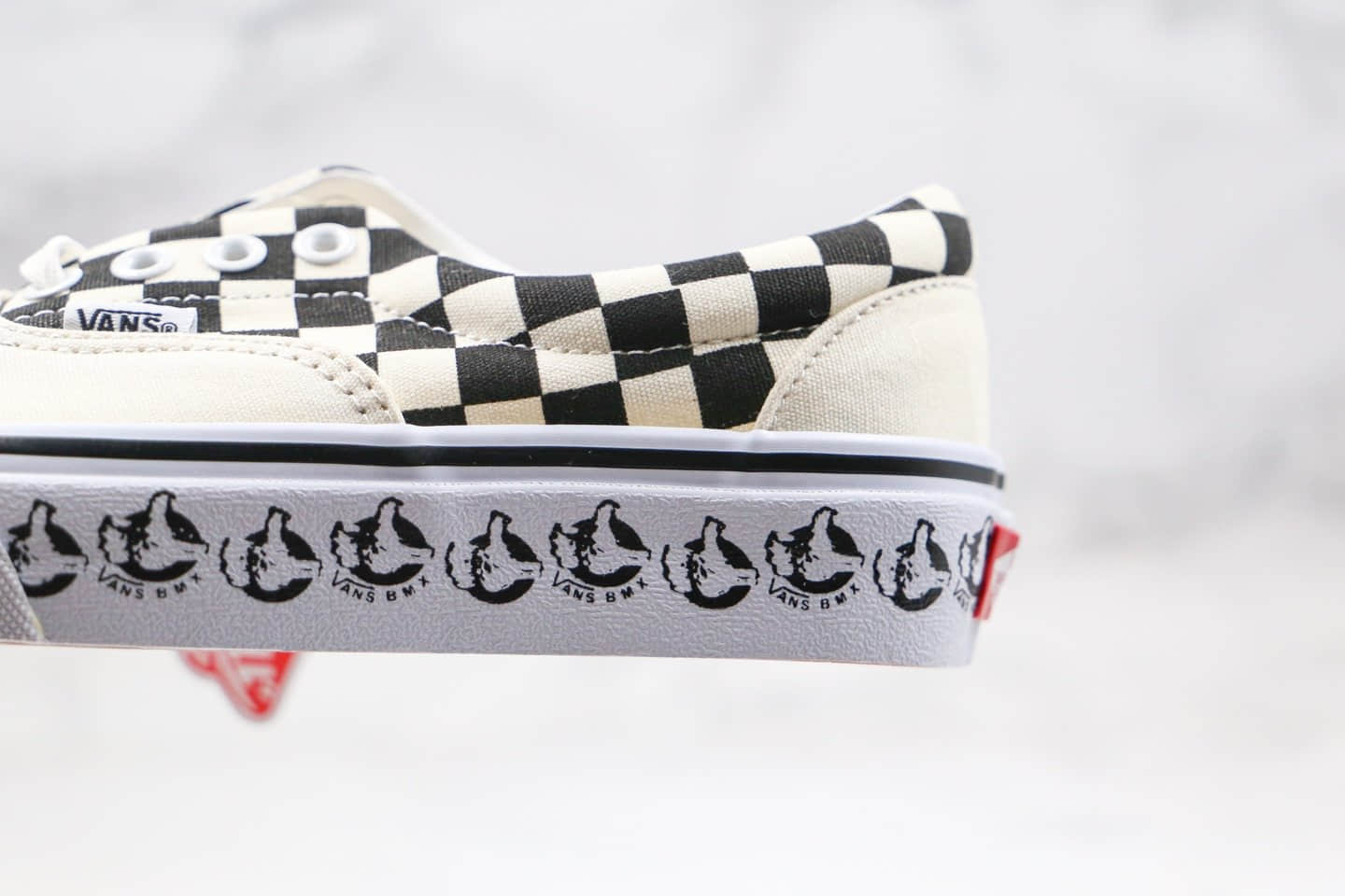 万斯Vans Era 95 x BMX联名款公司级版本低帮ERA棋盘格子大拇指印花帆布鞋米白色原盒原标 货号:VN0A4BV4V3H