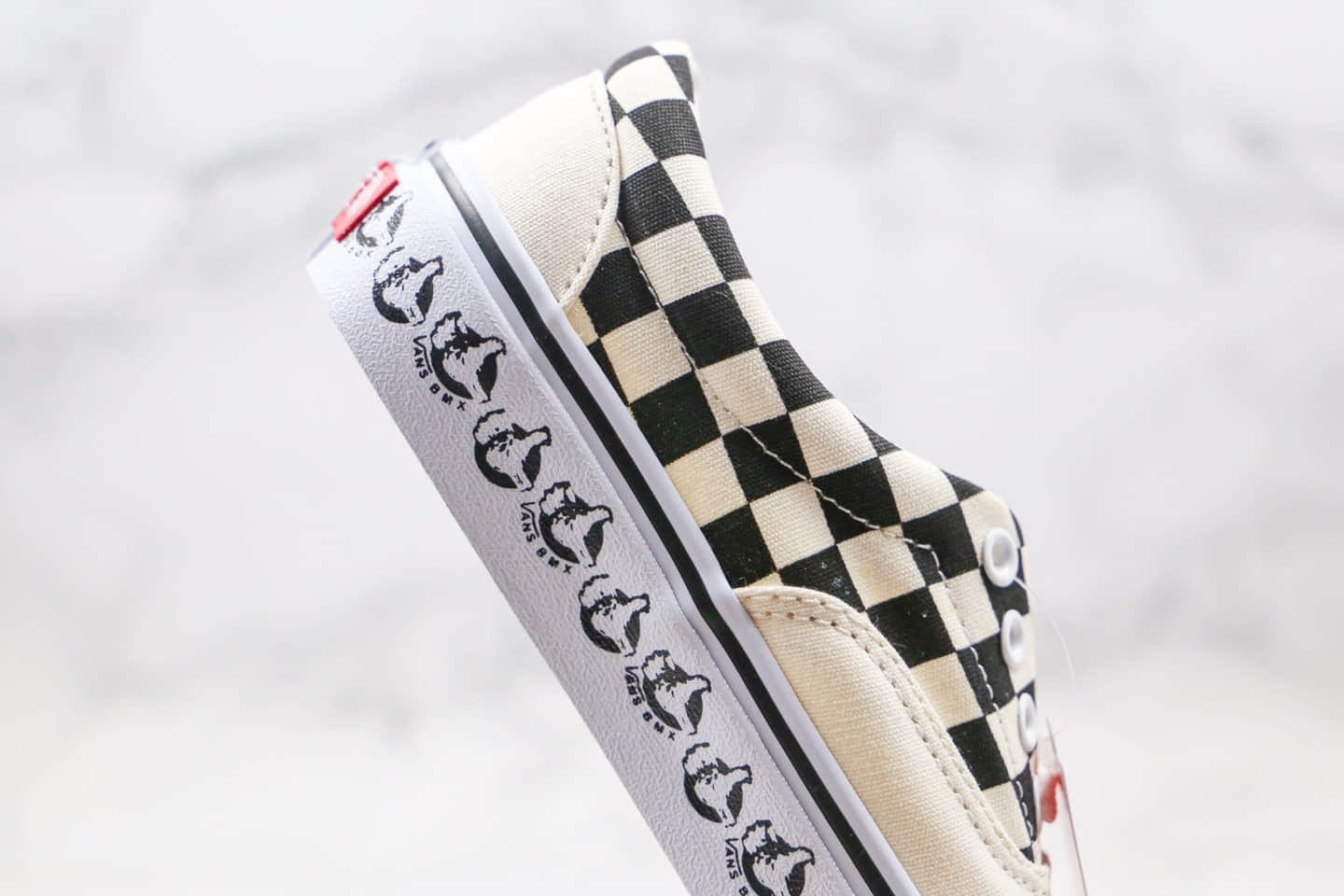 万斯Vans Era 95 x BMX联名款公司级版本低帮ERA棋盘格子大拇指印花帆布鞋米白色原盒原标 货号:VN0A4BV4V3H